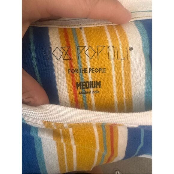 90’s Style For the People NOTORIUS yellow blue red striped long sleeve shirt med - Picture 7 of 7